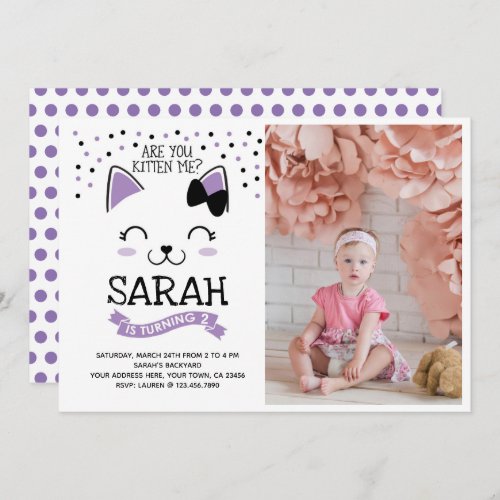 Kitty Cat Birthday Invitation with Photo