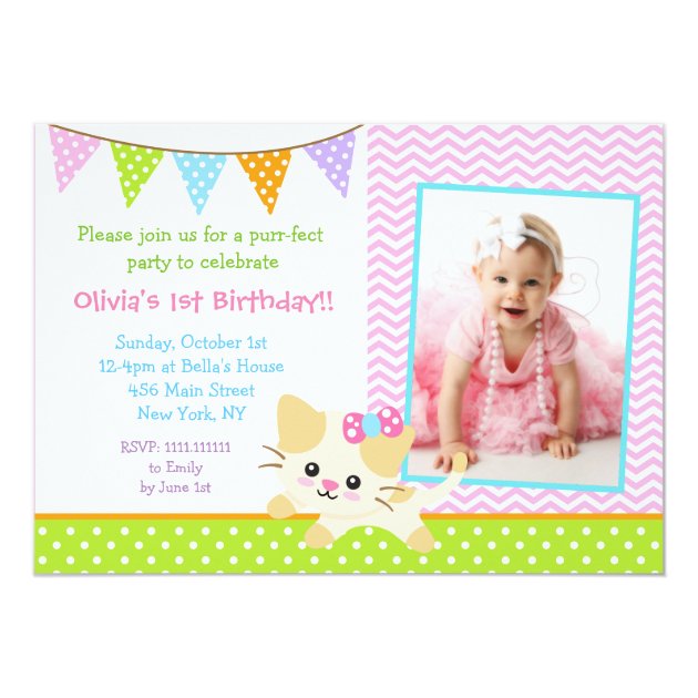 Kitty Cat Birthday Invitations