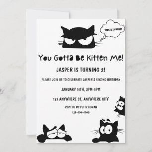 Kitty Cat Birthday Kitten Pawty Invite