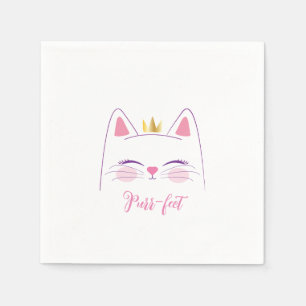 Kitty Cat Birthday Party Favor Classic Round Stick Napkins