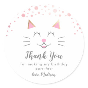 Kitty Cat Birthday Party Favor Classic Round Sticker