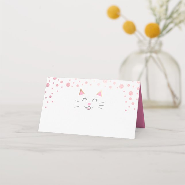 Kitty Cat Birthday Party Food Tent Place Card (Front)