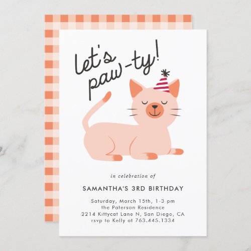 Kitty Cat Birthday Party Invitation