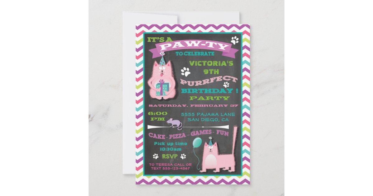 Kitty Cat Birthday Party Invitation | Zazzle