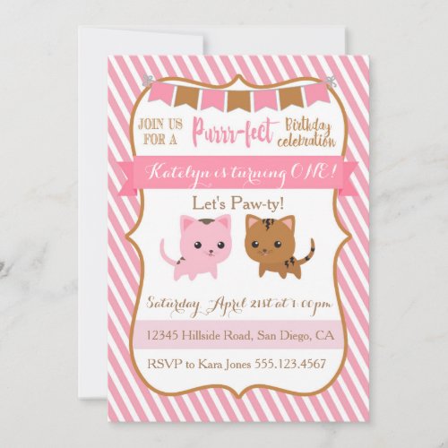 Kitty Cat Birthday Party Invitation