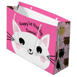 Kitty Cat Birthday Party Kids Large Gift Bag