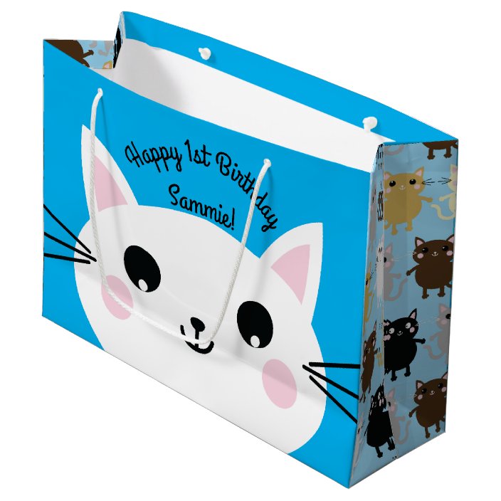 Kitty Cat Birthday Party Kids Large Gift Bag