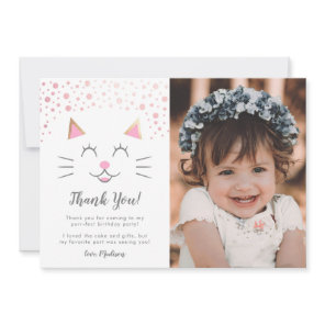 Kitty Cat Birthday Thank You Custom Photo Card