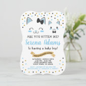 Kitty Cat Boys Baby Shower Invitation (Standing Front)