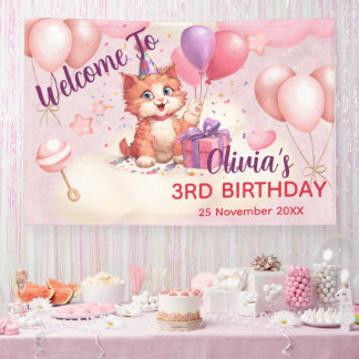 Kitty Cat Celebration Birthday Banner