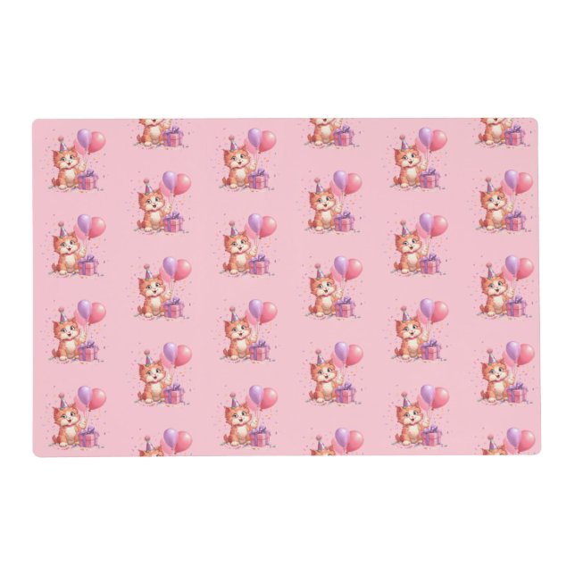 Kitty Cat Celebration Birthday Placemat (Front)