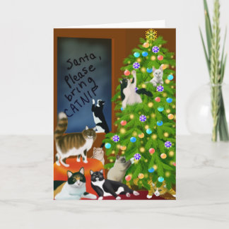 Kitty Cat Christmas Tree Card