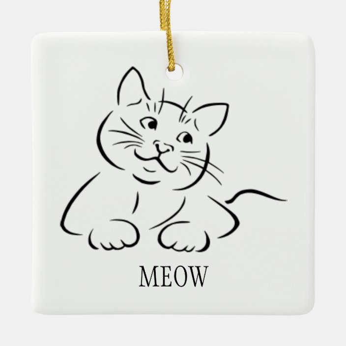 Kitty Cat Clipart Customize Text Custom Color Ceramic Ornament