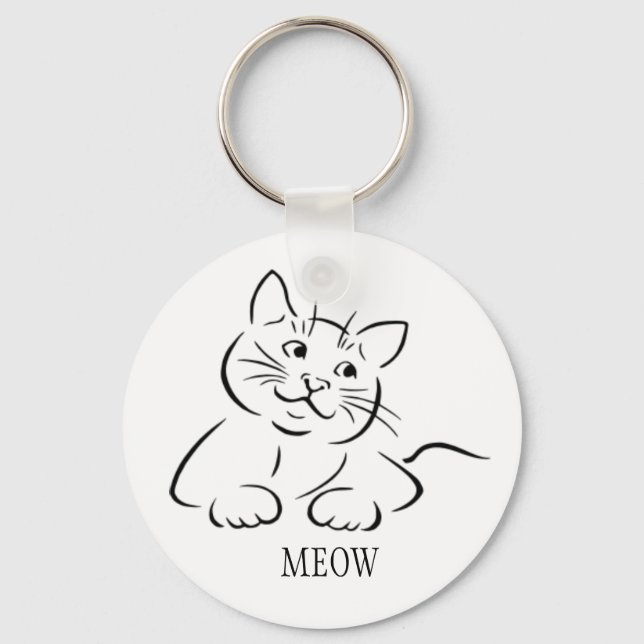 Kitty Cat Clipart | Customize Text | Custom Color Keychain (Front)