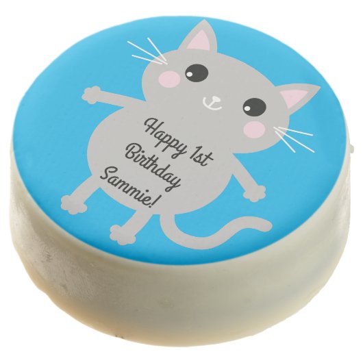 Kitty Cat Cute Kid's Birthday Party Chocolate Covered Oreo (Angled)