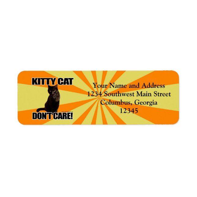 Kitty Cat Don't Care Label (Front)