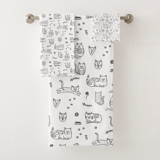 Kitty Cat Doodles Bath Towel Set (Insitu)