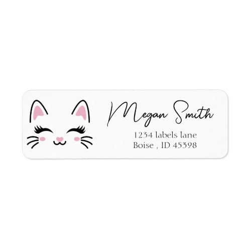 Kitty Cat Face Pink Pawty Girl Label