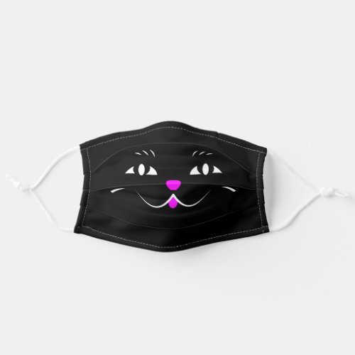 Kitty Cat Face with Whiskers Adult Cloth Face Mask