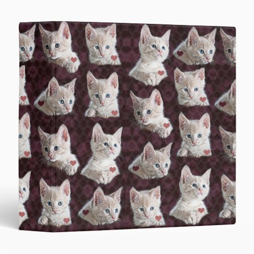 Kitty Cat Faces Pattern With Hearts Image Binder