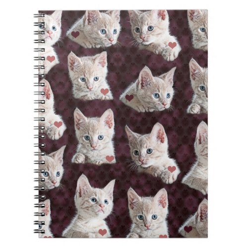 Kitty Cat Faces Pattern With Hearts Image Notebook