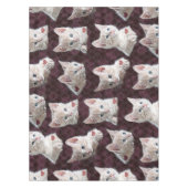Kitty Cat Faces Pattern With Hearts Image Tablecloth (Front)