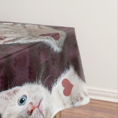 Kitty Cat Faces Pattern With Hearts Image Tablecloth (In Situ)