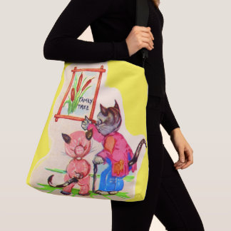 kitty cat family tree crossbody bag