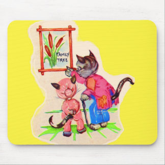 kitty cat family tree mouse pad