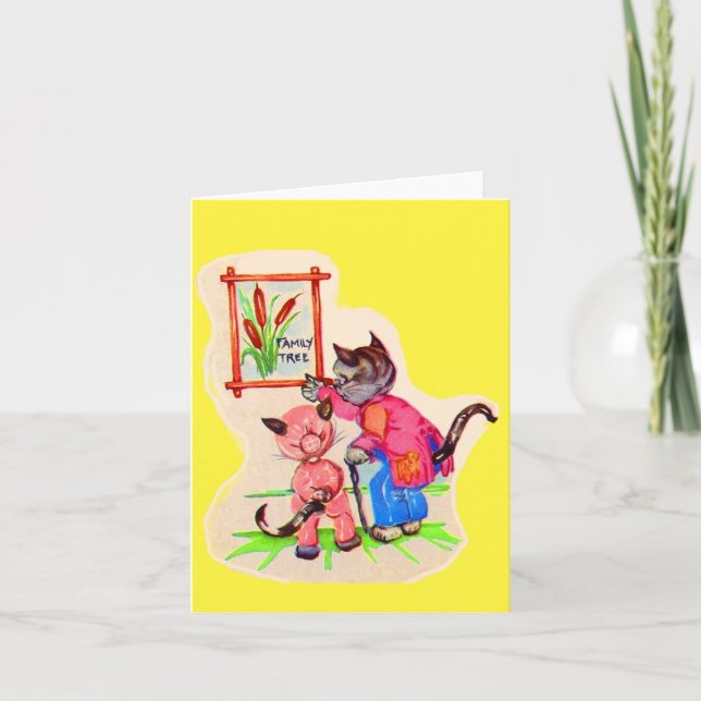 kitty cat family tree note card (Front)