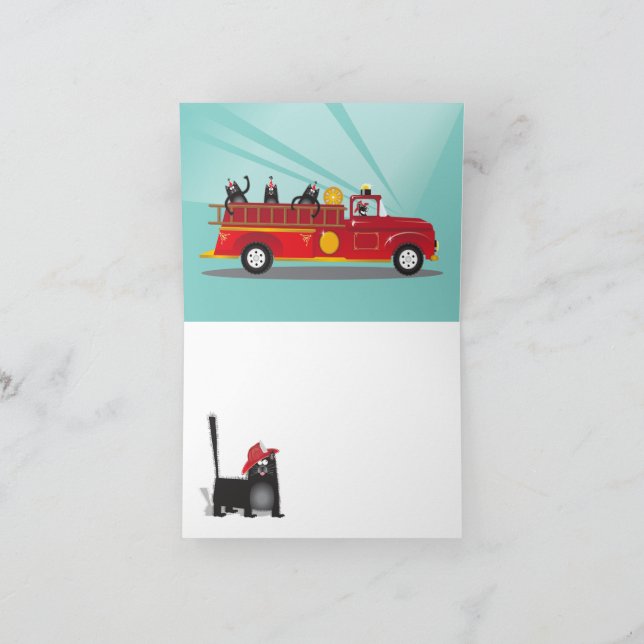 Kitty cat Firetruck Birthday Party Thank you Note (Inside)
