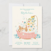 Kitty Cat Flower Bubble Bath Baby Shower Invitation (Front)
