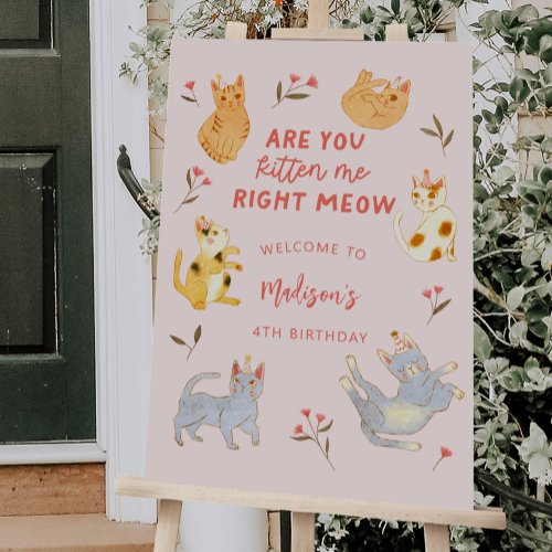 Kitty Cat Girl Birthday Party Welcome Sign