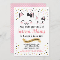 Kitty Cat Girls Baby Shower Invitation