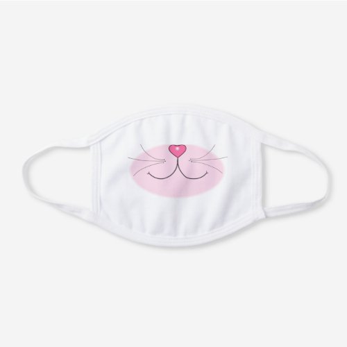 Kitty cat half_face in pink and white white cotton face mask