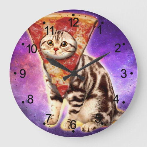Kitty cat head pizza large clock