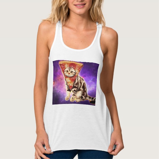 Kitty cat head pizza tank top (Front)