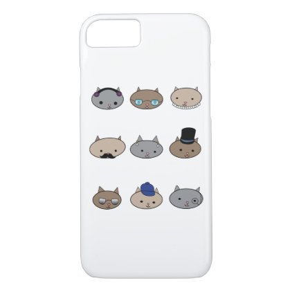 Kitty Cat Heads Glasses Hats iPhone 8/7 Case