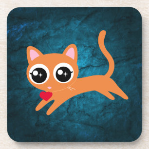 Kitty Cat Heart Thief Cute Gift Beverage Coaster