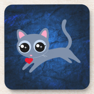 Kitty Cat Heart Thief Cute Gift Beverage Coaster