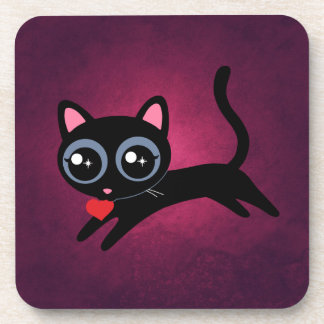 Kitty Cat Heart Thief Cute Gift Beverage Coaster