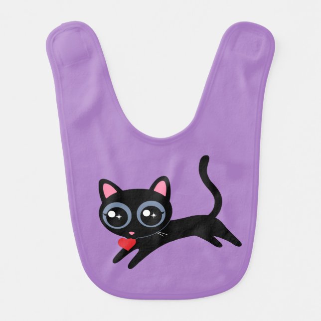 Kitty Cat Heart Thief Cute Gift for Girl Baby Bib (Front)