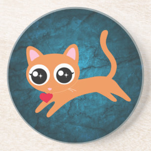 Kitty Cat Heart Thief Cute Gift for Girl Coaster
