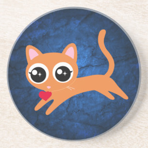 Kitty Cat Heart Thief Cute Gift for Girl Coaster