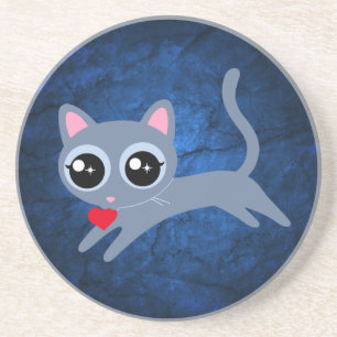 Kitty Cat Heart Thief Cute Gift for Girl Coaster