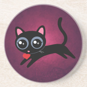 Kitty Cat Heart Thief Cute Gift for Girl Coaster
