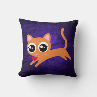 Kitty Cat Heart Thief Cute Gift Throw Pillow
