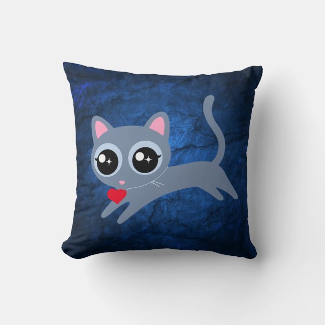 Kitty Cat Heart Thief Cute Gift Throw Pillow (Front)