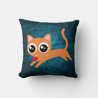Kitty Cat Heart Thief Cute Gift Throw Pillow