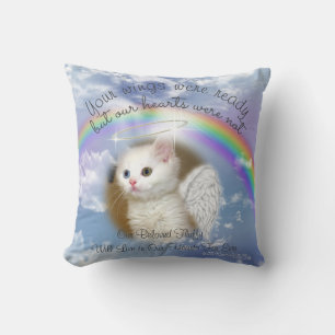 Kitty Cat- Heavenly Sky With Rainbow Pet Memorial Throw Pillow